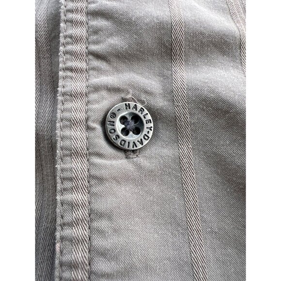 Harley-Davidson Mens XL Short Sleeve Button-Up Shirt Beige W3 - Picture 3 of 6